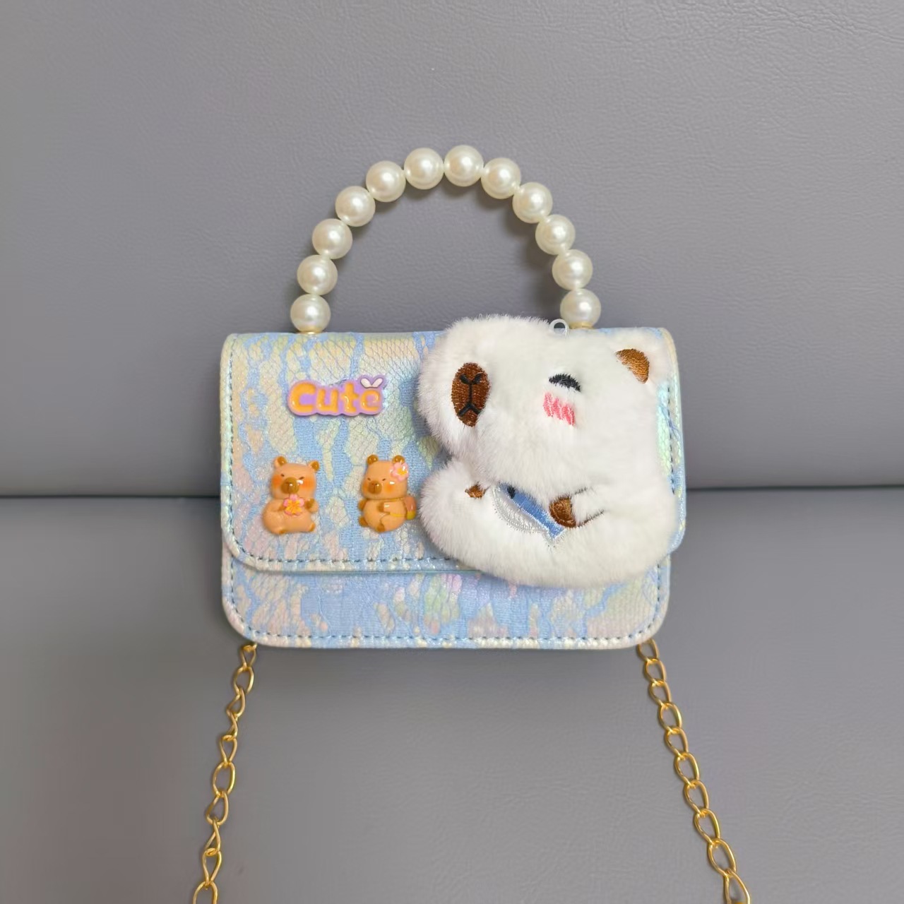 Bolsos infantiles princesa bolso de perlas bolso de Año Nuevo de niña bolso de hombro bolso de cadena bolso pequeño