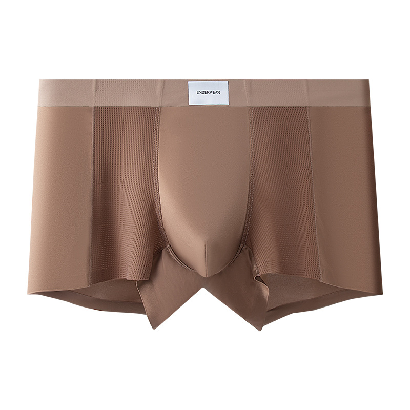 Nuevos calzoncillos de seda de hielo para hombres, calzoncillos de hielo de gran tamaño, calzoncillos bóxer sin costuras de malla de color sólido 10A, pantalones cortos transpirables