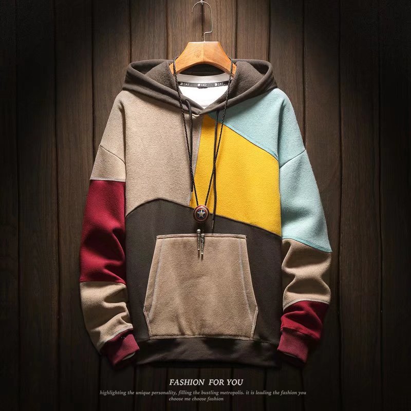 Herrhoodie med kontrastsömmar för höst och vår_voghion.com