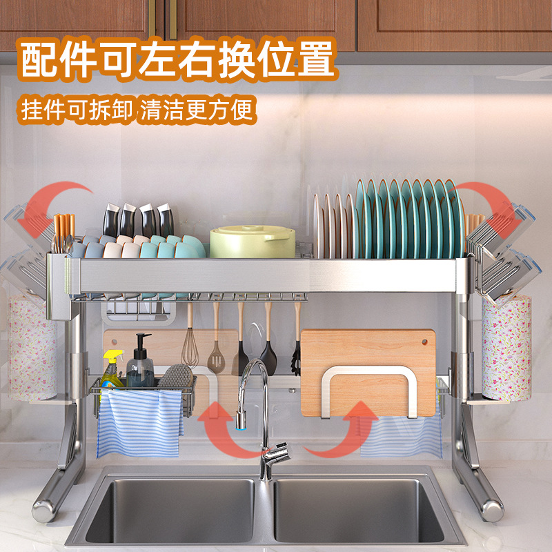 Fregadero retráctil estante de almacenamiento cocina plato multifuncional estante de almacenamiento cuchillo estante de plato fregadero estante de lavado estante de drenaje