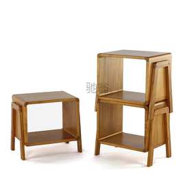 Tr实木日式创意多功能收纳架换鞋凳客厅叠放收纳凳木质床头柜置物
