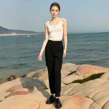 一手货源【佳人苑】品牌专柜撤柜！通勤风直筒宽松显瘦休闲裤25夏