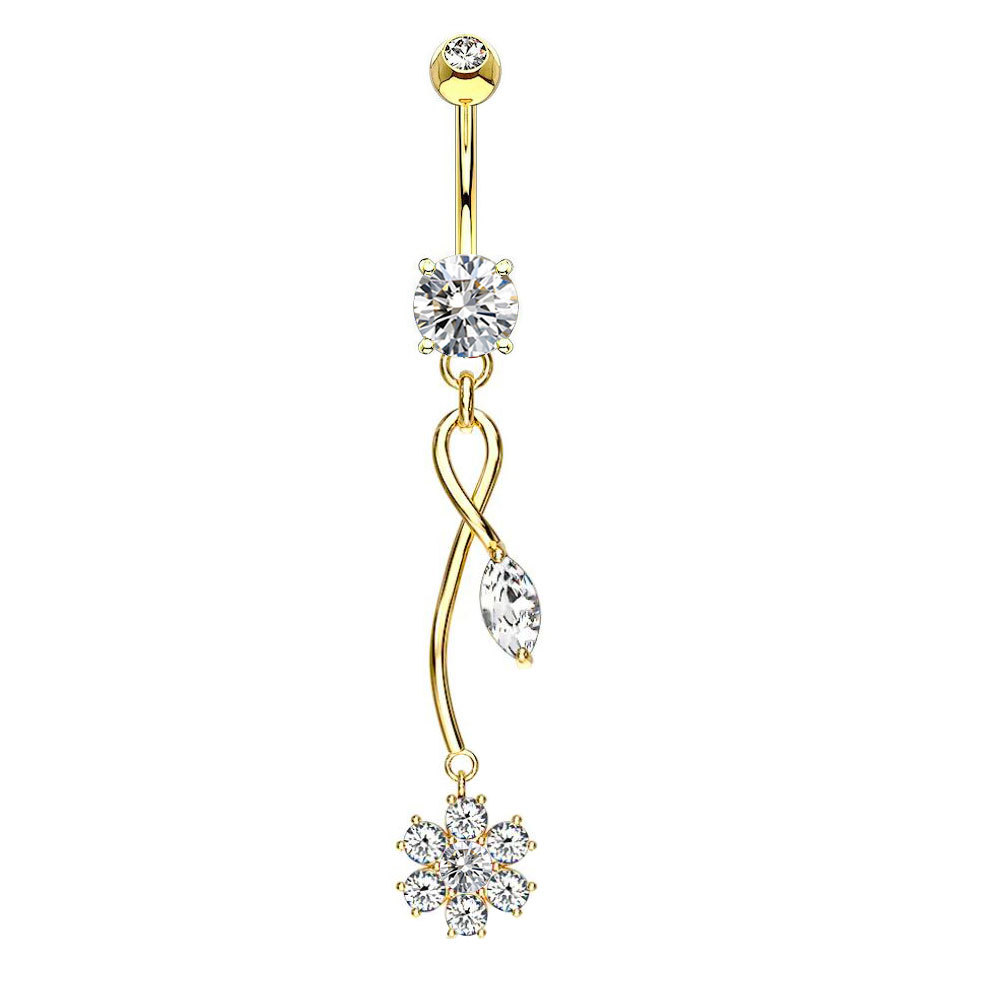 Unisex Gender 1 Piece 316 Stainless Steel Copper Zircon Belly Rings Heart Shape Unisex