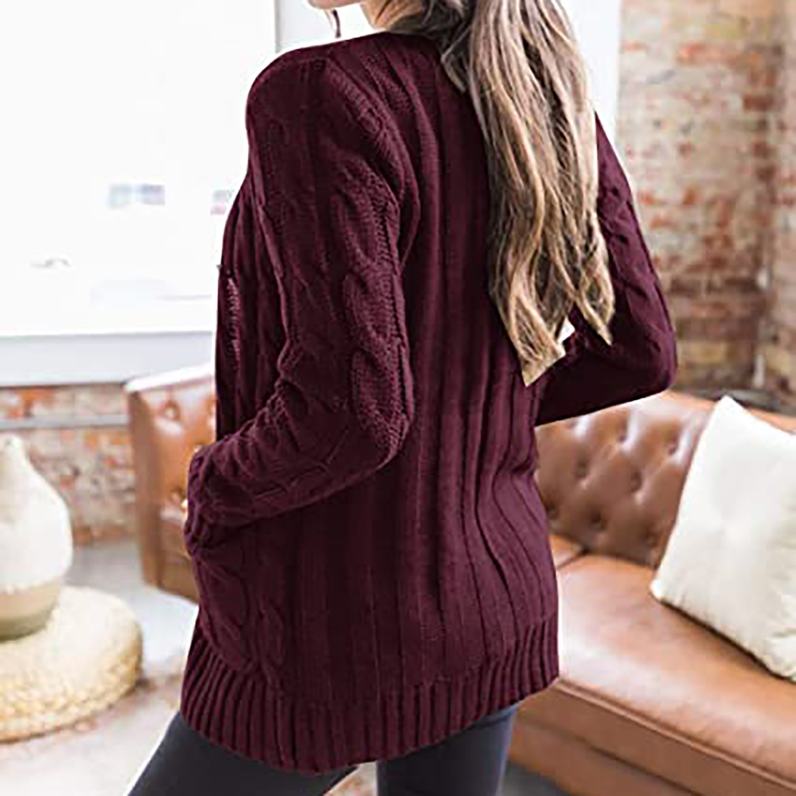 Women's Sweater Long Sleeve Sweaters & Cardigans Button Casual Solid Color display picture 5