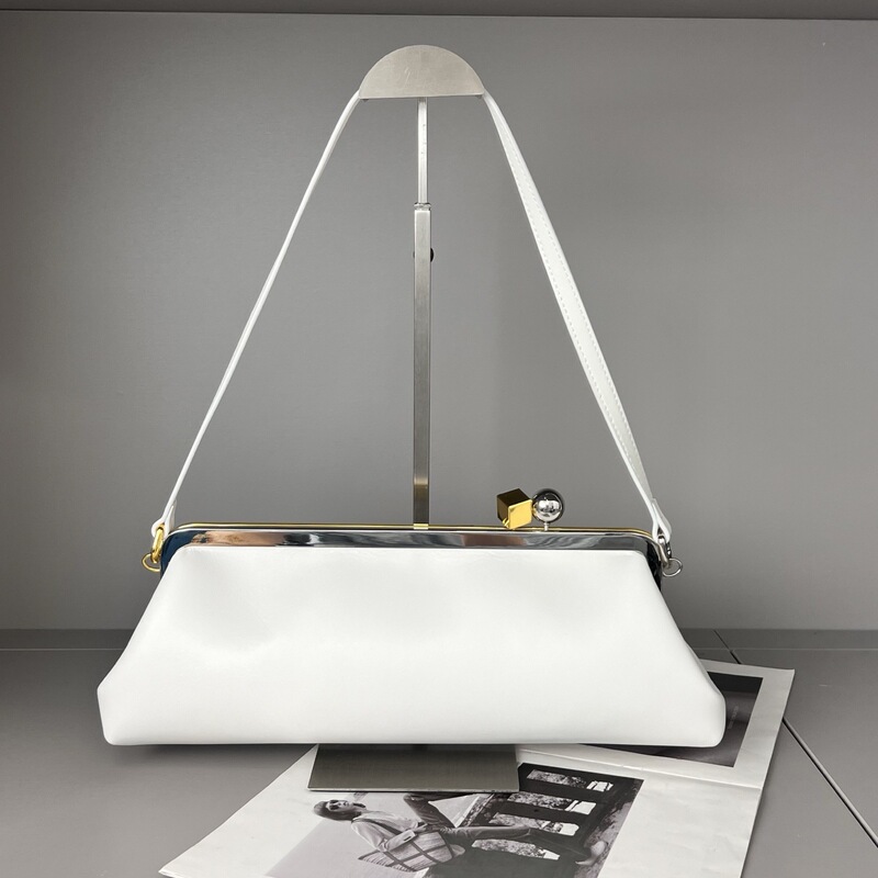 New Niche Jacquemus Long Baguette Bag, High-End Gold Mouth Clip Bag, Hand-Held Shoulder Armpit Bag for Women