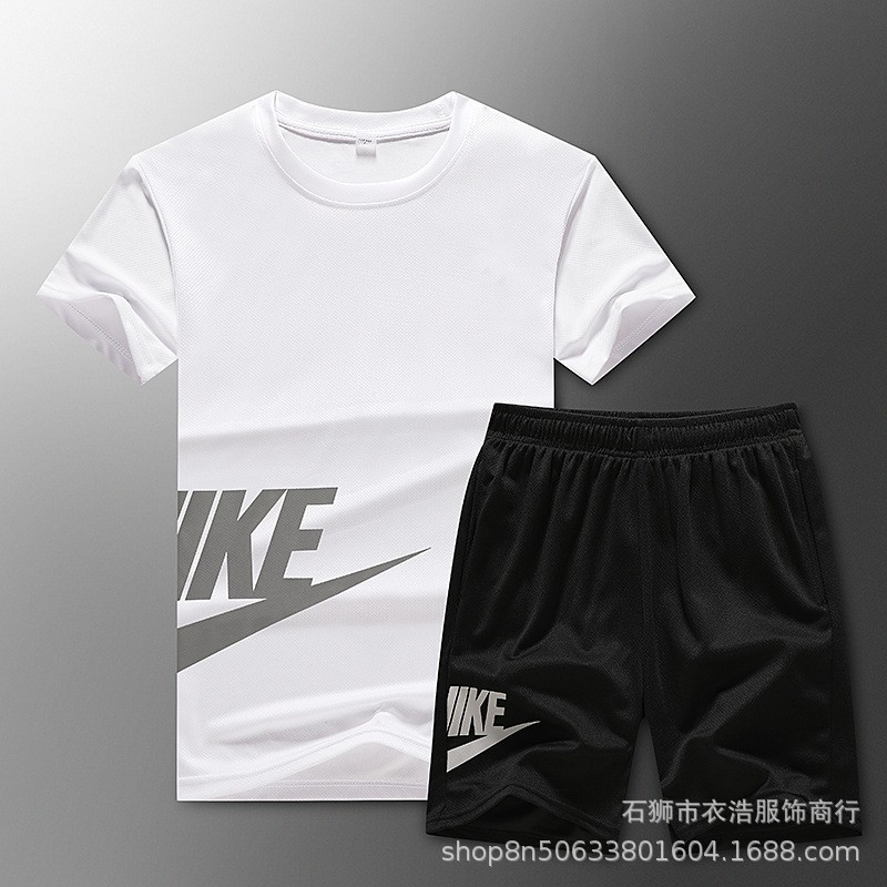 Verano casual ropa deportiva traje de los hombres de secado rápido de dos piezas de manga corta ropa de moda traje deportivo suelto hombres