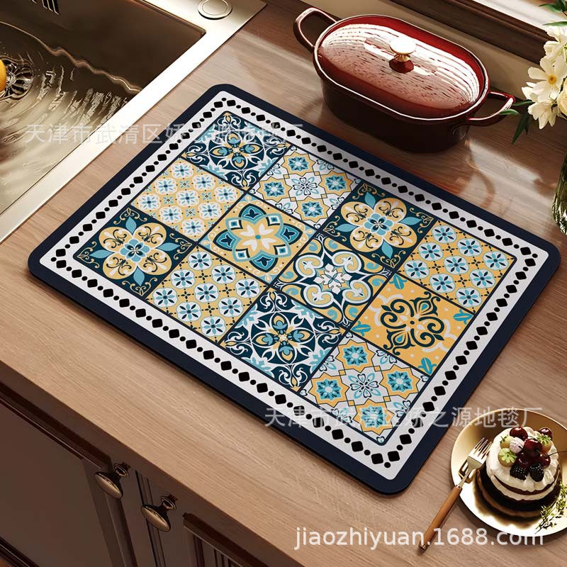 Almohadilla de drenaje transfronteriza, lodo de diatomeas, fácil de cuidar, almohadilla absorbente, encimera de escritorio de cocina, almohadilla de aislamiento antiescaldado, suministro directo de fábrica