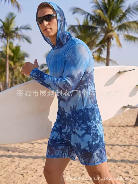 New Russian-style men's sun-protective, quick-drying, breathable mesh beach swimsuit
