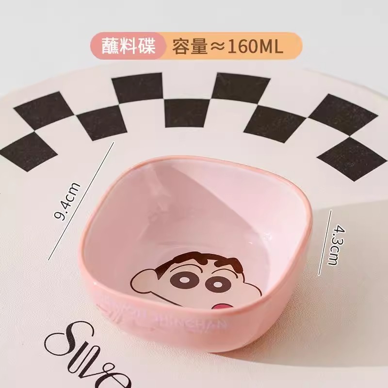 クレヨンしんちゃん陶器食器正方形丼高価値食器セット家庭用漫画子供用食器ボウルとスプーン|undefined