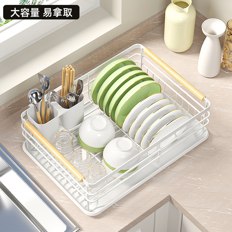 Cocina hogar blanco de una sola capa drenando tazón rack multifuncional vajilla de almacenamiento de rack encimera plato drenaje rack