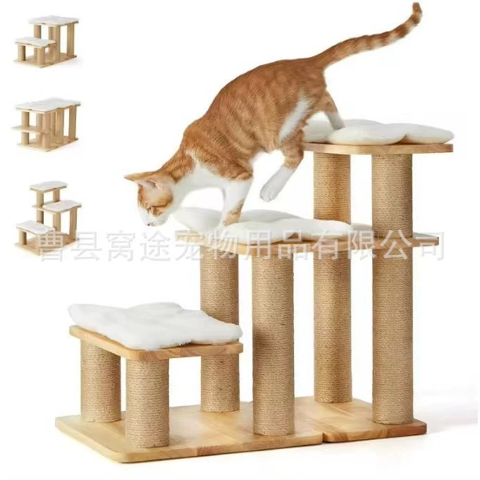 Деревянные лестницы для кошек, трансформируемые лестницы для собак с кошачьей кошачьей лежанкой, 20inch ступеньки для собак и кошек, на которых они могут подниматься на кровати и диваны.
