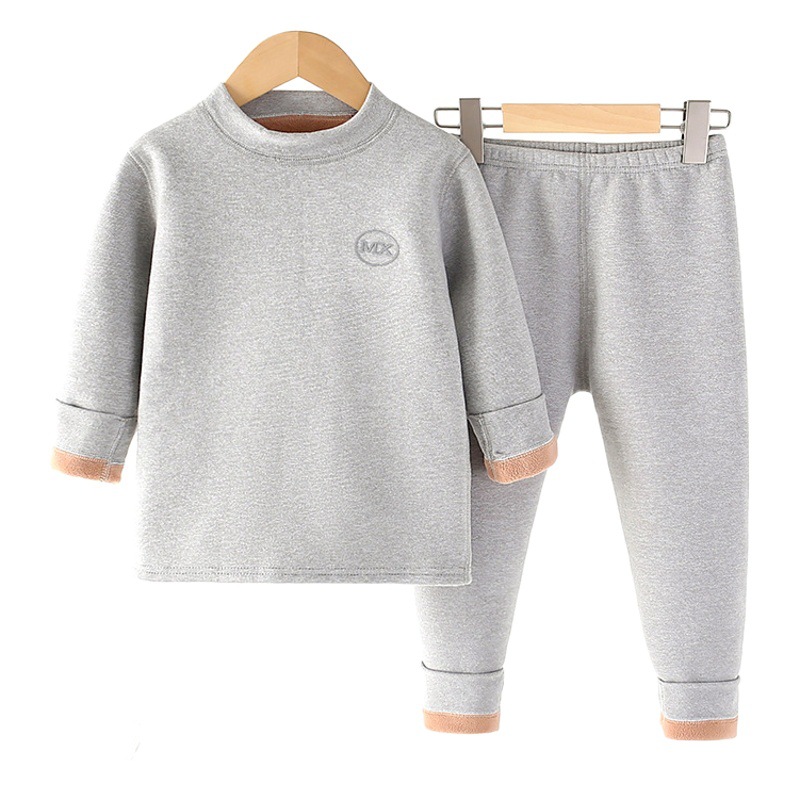 Invierno DE LOS NIÑOS forrado de lana engrosada ropa interior térmica traje de niños olímpico polar tocando fondo camisa ropa de Otoño de las niñas pantalones largos Pijamas