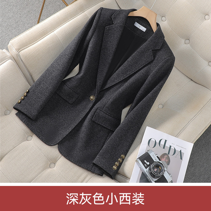 高端咖色醋酸羊毛西装外套女2025春秋气质修身小个子一粒扣女西服|undefined