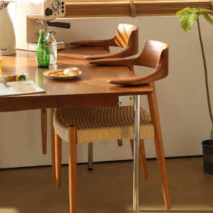 Can hang table and casual solid wood dining chair floating and easy to clean household horn backrest chair rope woven chair hanging chair