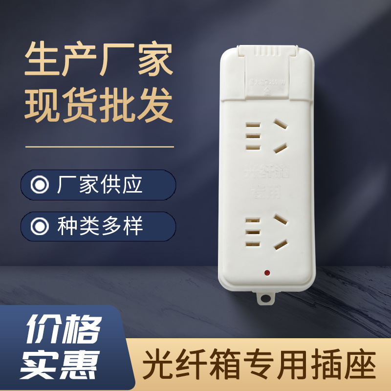 厂家现货弱电光纤箱入户2孔电源接线板 光纤箱专用插座转换器插板
