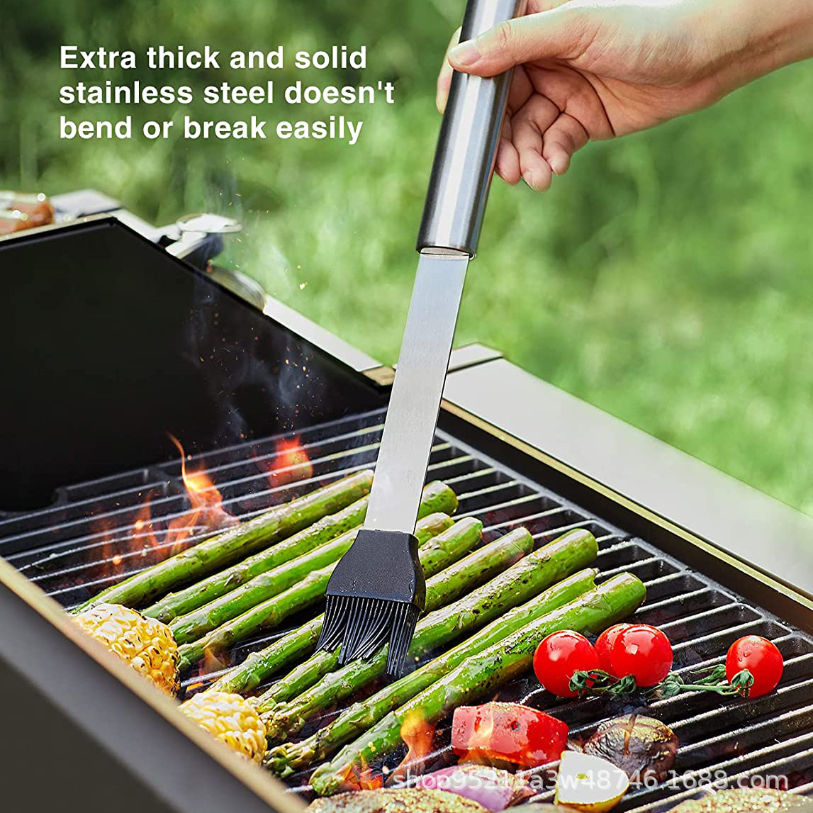 Exportación Amazon Acero inoxidable barbacoa herramientas traje camping barbacoa tenedor pala clip cadena cepillo accesorios utensilios de barbacoa