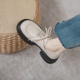 Высокие лоферы для кожаной обуви на платформе, универсальная обувь, ремень, французский стиль, в западном стиле