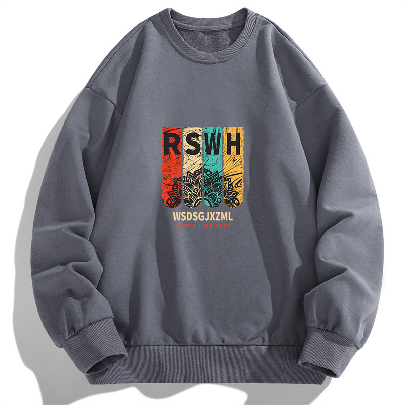 2024 spot running volume special spring and autumn new trend men's printed sweater student large size class clothing fashion simple 2024 spot running volume special spring and autumn new trend men's printed sweater student large size class clothing fashion simple