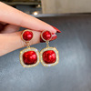 Red festive fashionable earrings from pearl, 2021 years