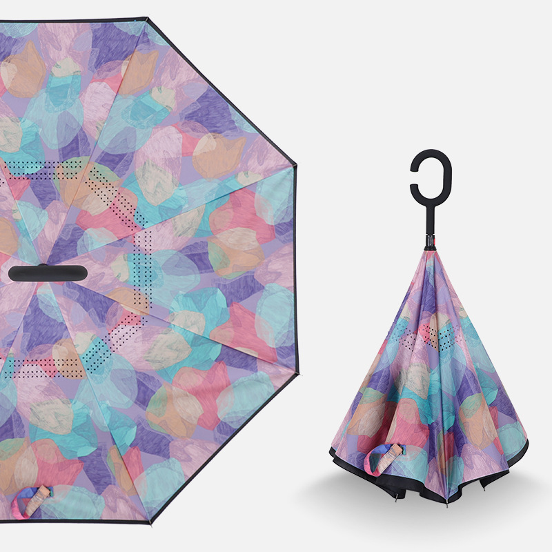 逆傘二重傘立っているC型ハンズフリー車逆傘ストレート傘広告傘印ロゴメーカー現物