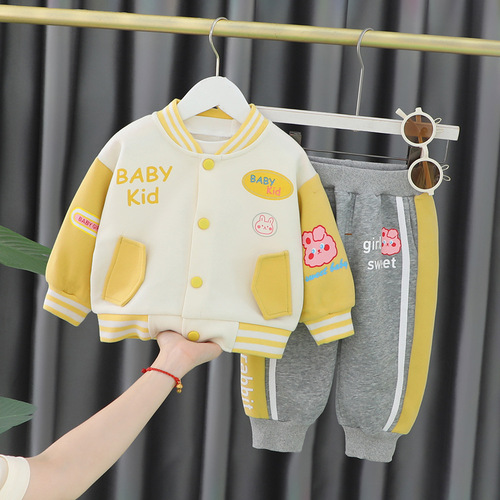 Children's Autumn Set New Fashion Baby Toddler Baseball Suit Sports Two-Piece Coat for Kids 2058