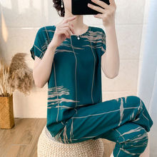 中老年大码女装棉麻套装夏季新款短袖上衣妈妈装中年女士两件套