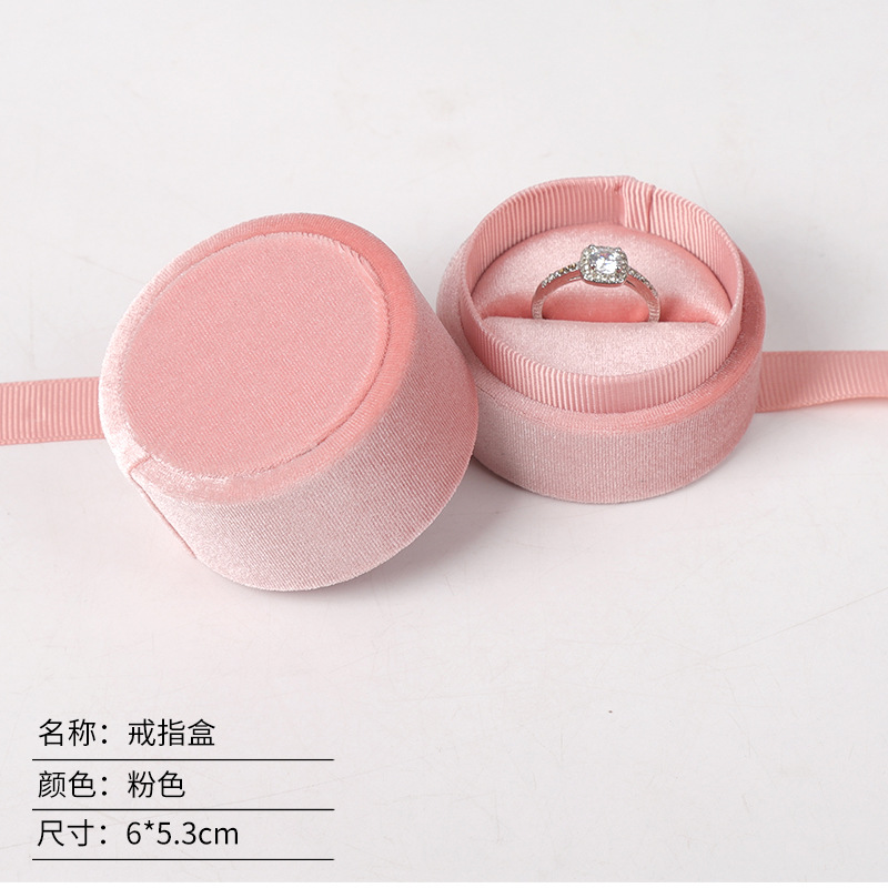 Caja de embalaje de joyas de anillo de terciopelo en forma de corazón redondo caja de joyas de terciopelo coreano caja de joyas de terciopelo Tiandi cubierta caja de joyas de cinta image 19