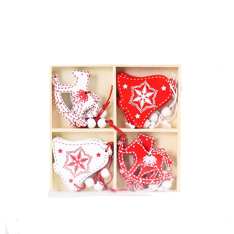 クリスマス装飾品ケース木製クリスマスペンダント雪クリスマスツリーヘラジカ掛け木製工芸品|undefined