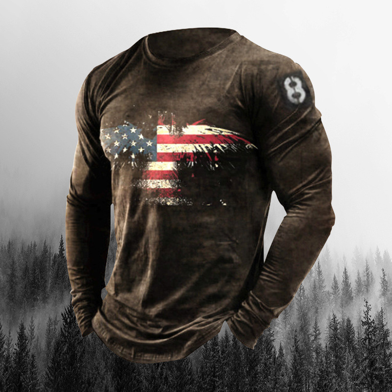2022 Summer Cross-Border T-Shirt European and American Hip-Hop Series Digital 3D Printing Men's Street Long-Sleeved Sports T-Shirt Top
