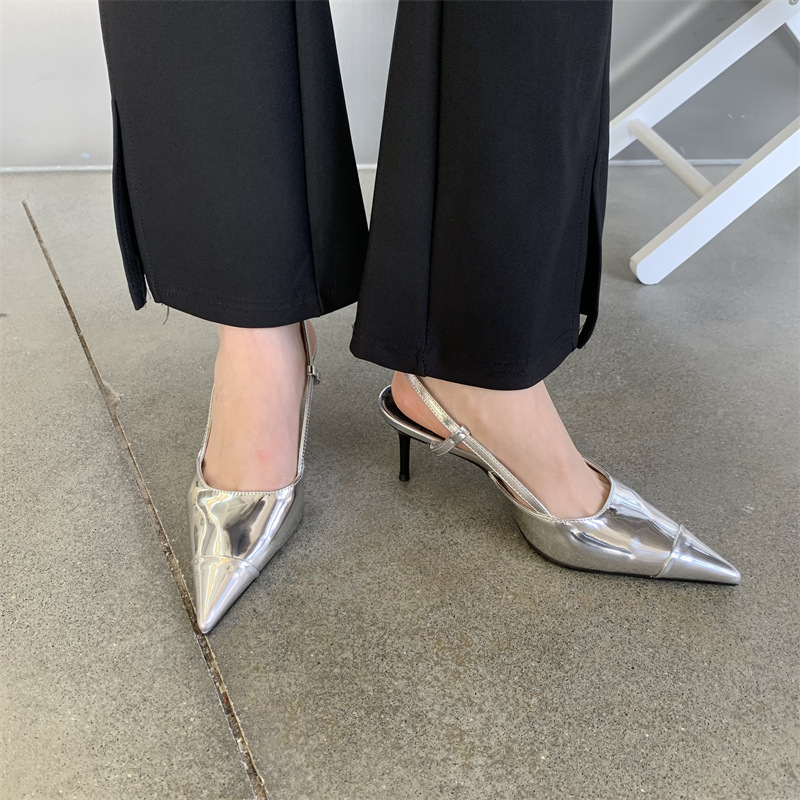 2024 nuovo autunno e l'estate scarpe a spillo francesi con punta a punta temperamento dorato sandali cavi con punta a punta per le donne tacchi alti_voghion.com