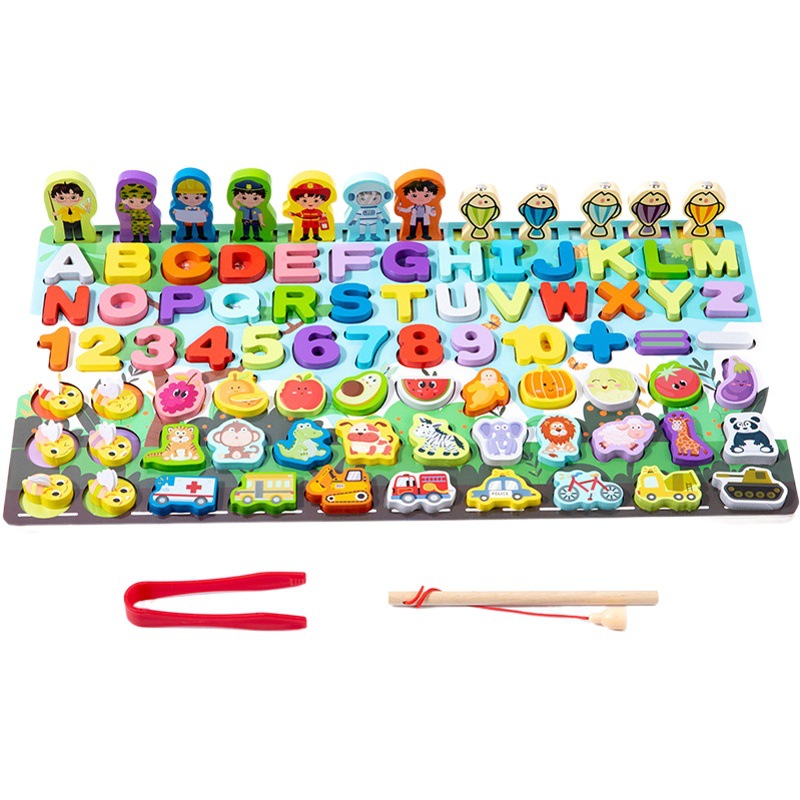 国境を越えて人気のある子供磁気釣り玩具知育開発数文字パズル積み木早教男少女