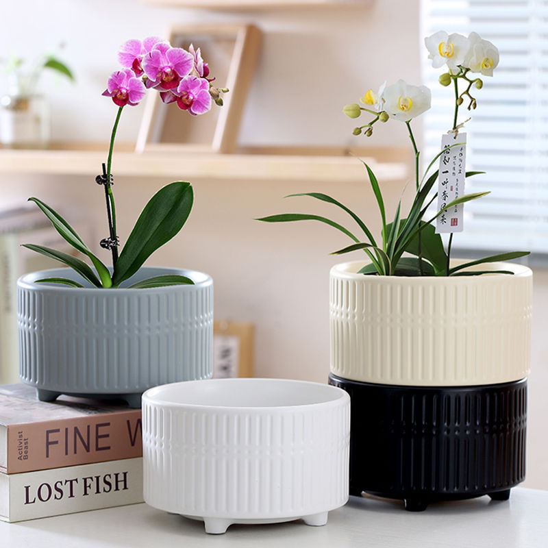 flower pot ceramic special clearance with tray large diameter simple home succulent flower pot orchid special flower pot large