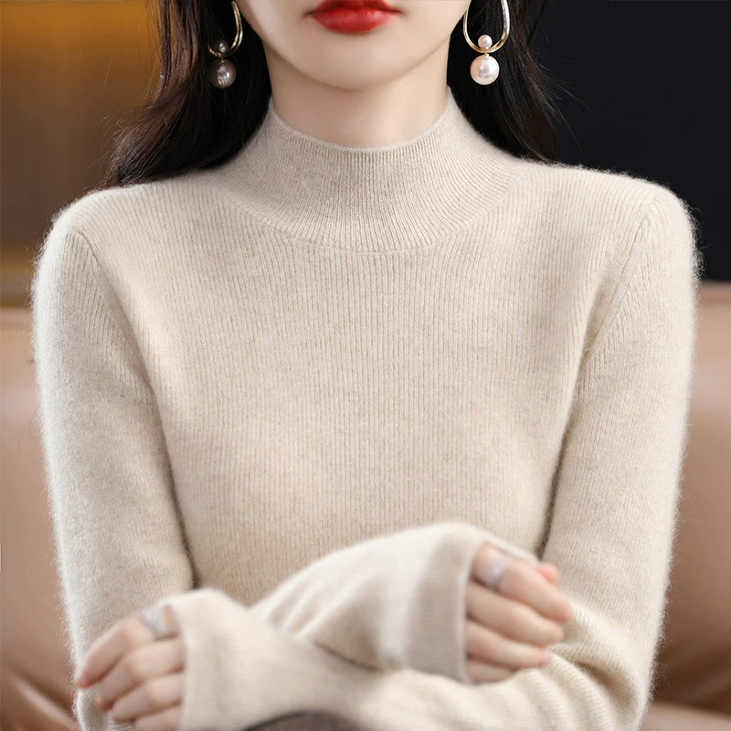 Новая нижняя рубашка с длинными рукавами, тонкий высокий водолазный свитер женский тонкий осенний и зимний узкий сплошной цвет