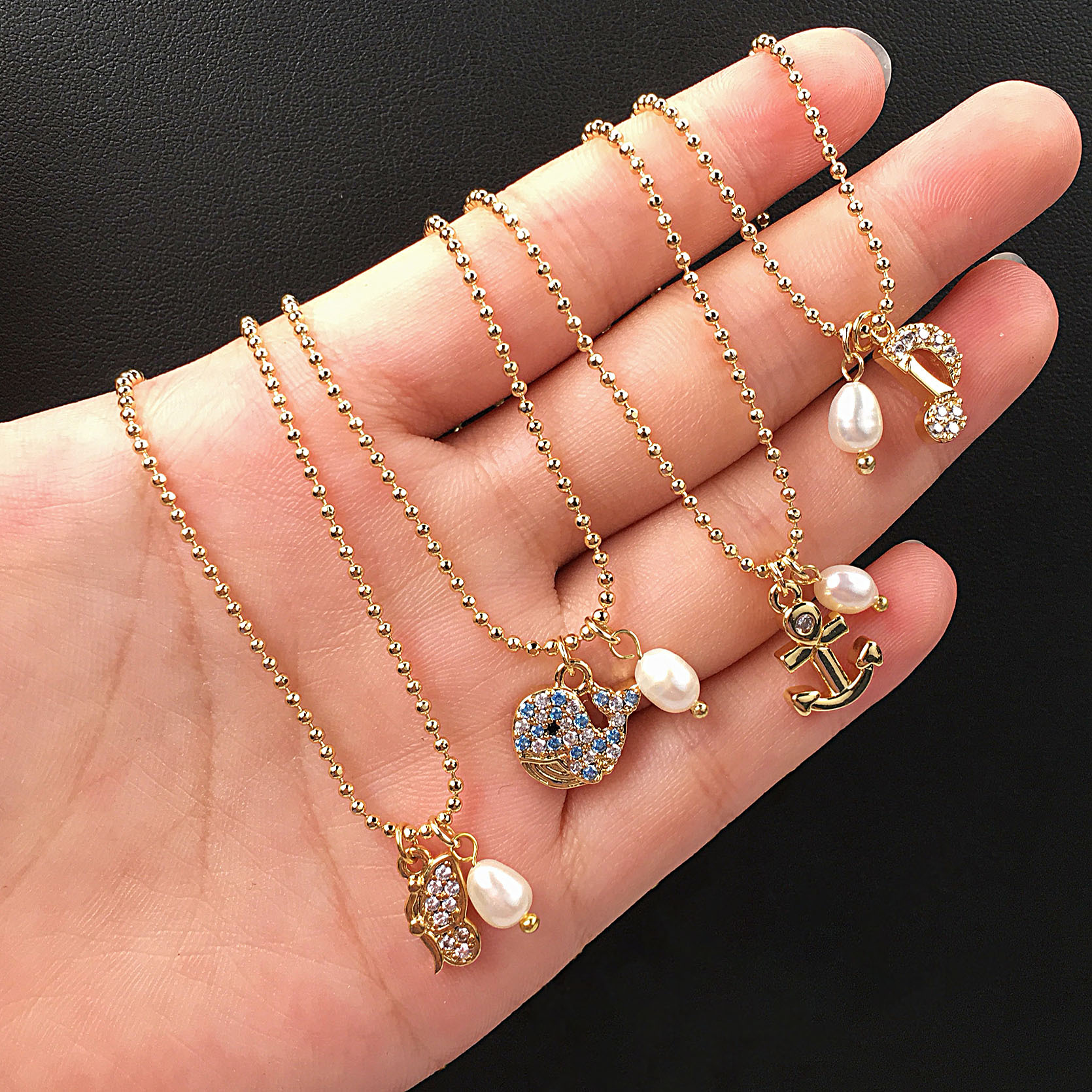 wholesale jewelry ship butterfly musical note pendant copper necklace nihaojewelry