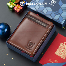 牛船长男士真皮钱包多功能折叠多卡位牛皮手工钱包驾驶证钱夹