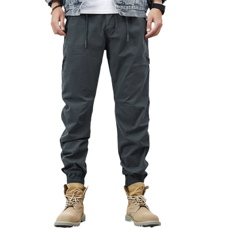 Men's spring cotton universal elastic wear-resistant trousers for leisure, American style, autumn, oversize, loose fit