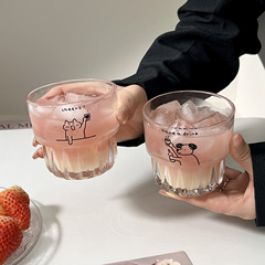 ins风原创可爱小狗玻璃杯喝水杯子牛奶咖啡早餐燕麦杯果汁饮料杯