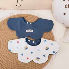 婴儿口水巾圣诞节男女宝宝新生儿喂奶围兜纯棉围嘴双面花瓣新款