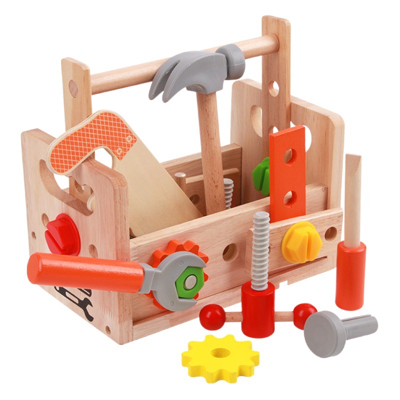 CPC madera educación temprana desmontaje tuerca portátil caja de herramientas niños tornillo torcedura Carpenter herramienta reparación mesa juguete