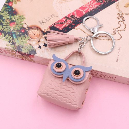 PU leather owl coin purse keychain cute owl earphone pendant school bag pendant wholesale