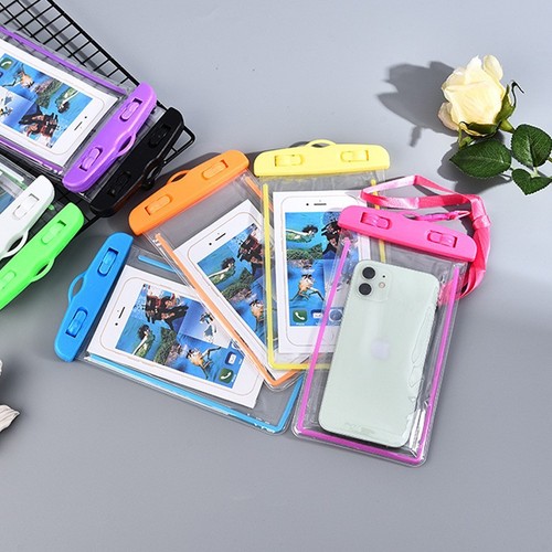 Luminous mobile phone waterproof case fluorescent pvc transparent mobile phone waterproof bag swimming rafting diving protective case wholesale