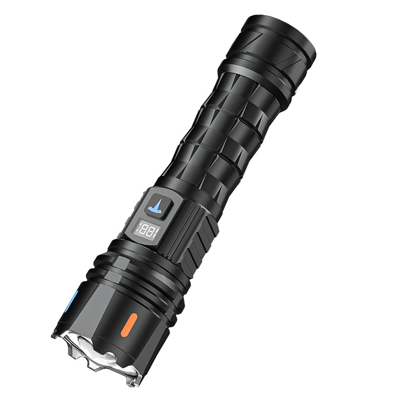 Transfronterizos nueva linterna de aluminio al aire libre doble fuente de luz láser blanco ultra brillante táctica linterna de mano