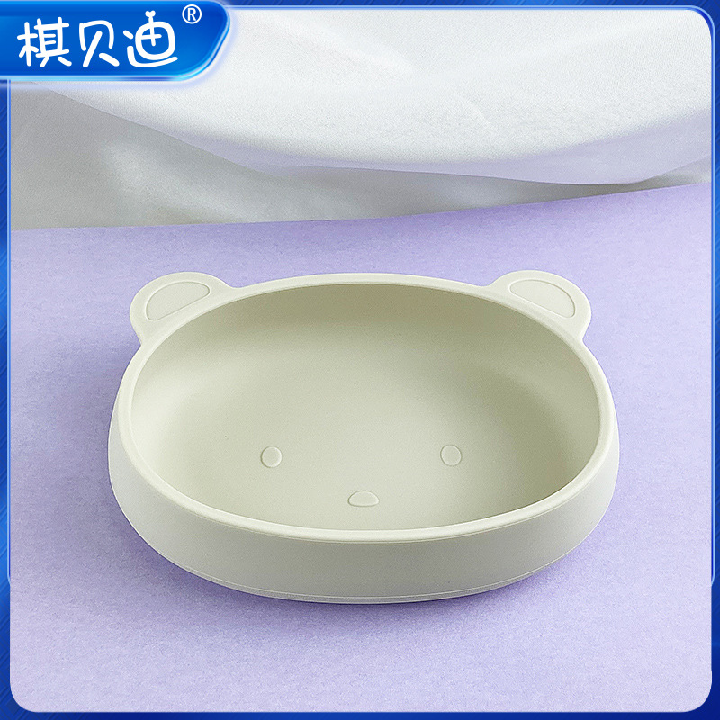 아이보리-실리콘 그릇-흡입 컵 없음