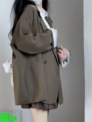 复古休闲咖色气质小西装外套女2025新款小个子秋季高级感西服上衣