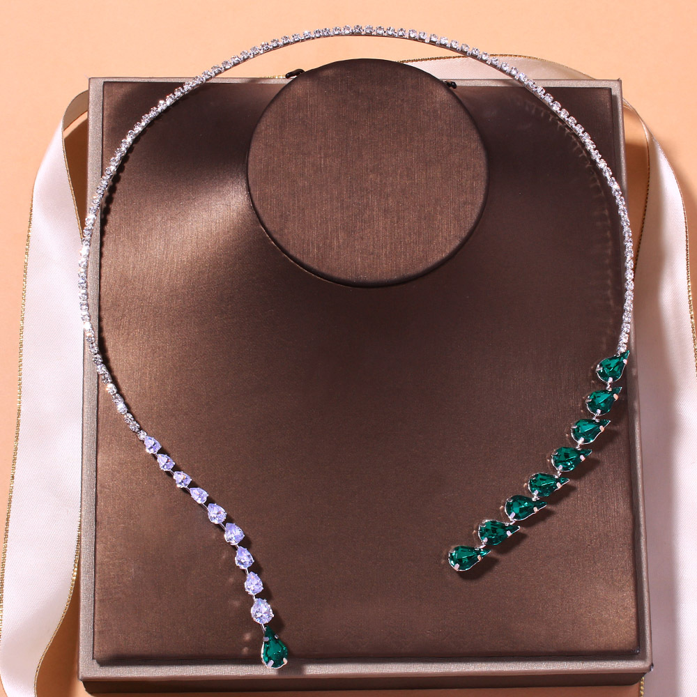 Alloy Material Water Droplets Pattern Retro Bridal Water Droplets Alloy Plating Inlay Rhinestones Zircon Women's Necklace