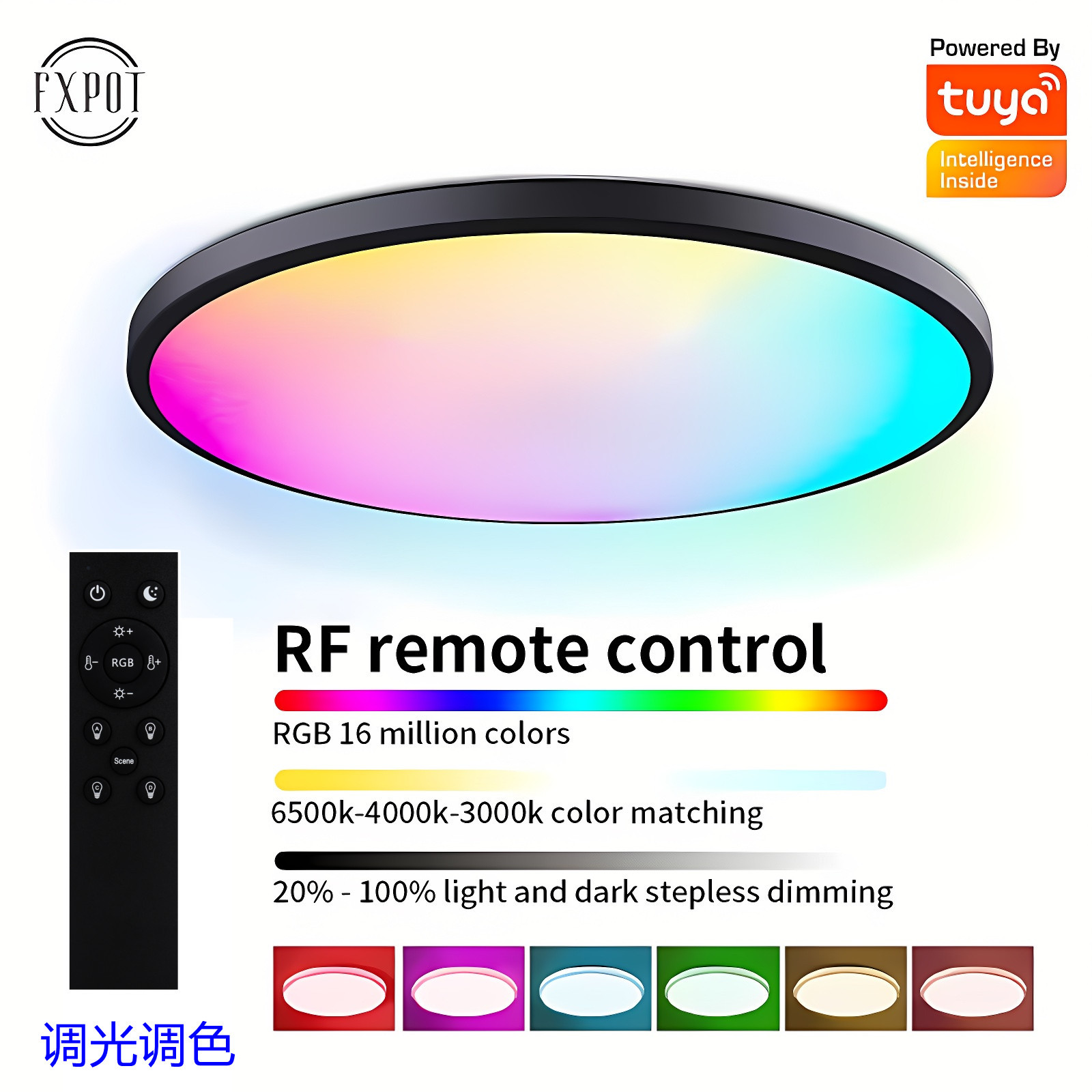 Nueva lámpara de techo de Amazon RGBCW atenuación de color a todo color Smart WiFi lámpara de techo alexa voz