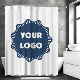 希音跨境电商可来图创意带图片的淋浴帘，个性化带挂钩的防水淋浴