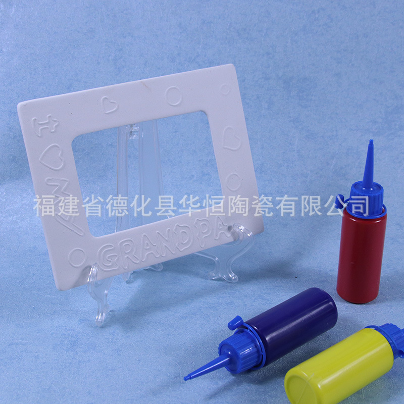 Foreign Trade Original Ceramic Photo Frame Customized Grandpa Photo Kidsren's Graffiti Handmade Toys Photo Storage Decorative Ornaments