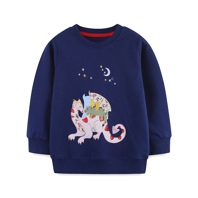 Nuevos suéteres para niñas en otoño, sudaderas de manga larga europeas y americanas, camisetas impresas con soporte de bordado para fotos, etiquetas personalizadas