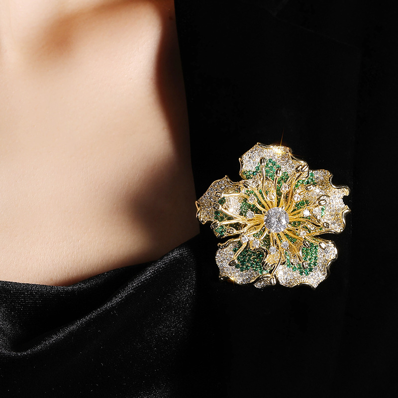 Heavy Industry Design Big Flower Brooch Original Court Style Flower Pin_voghion.com